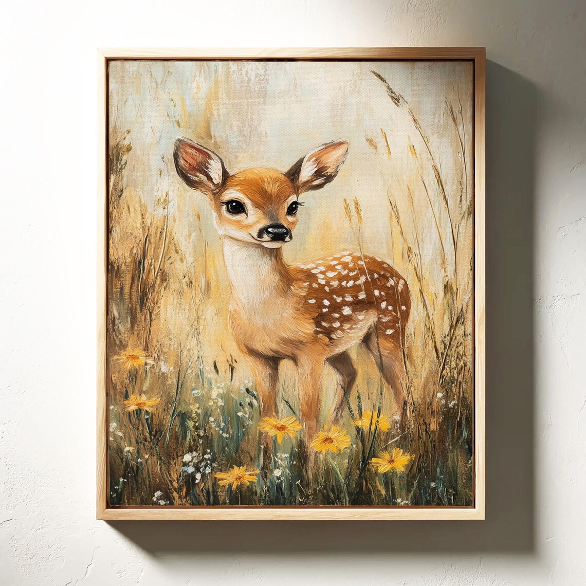 Baby Deer Fawn In Wildflower Meadow Golden Field Nursery Poster - Image 4