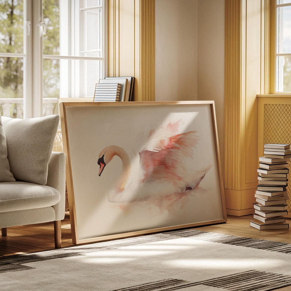 Elegant Watercolor Swan, Nature Decor Art Print - Image 2