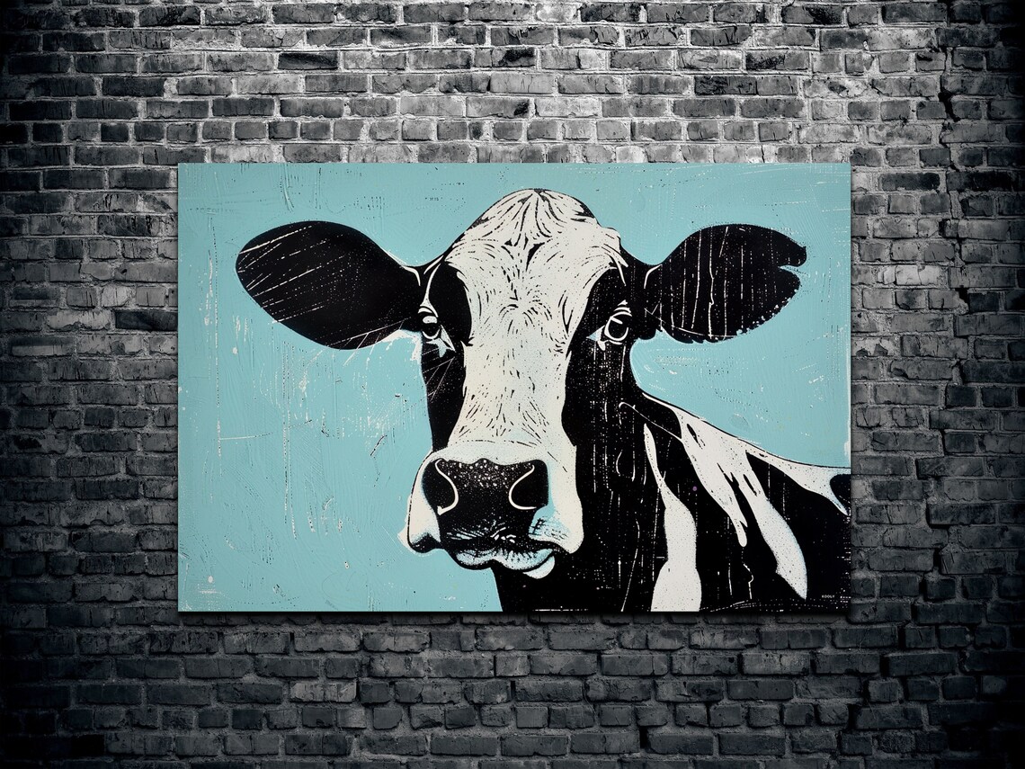 Holstein Cow Face Close Up Bold Black And White Pop Art Poster - Image 2
