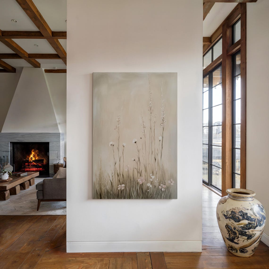 Minimalist Beige Wildflower Meadow Pastel Neutral Soft Art Poster - Image 5