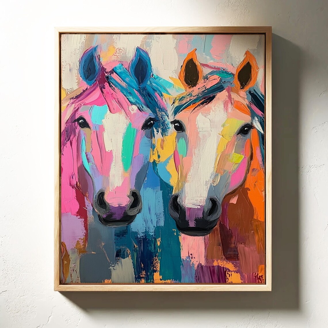 Vibrant Abstract Horse Duo Colorful Modern Equine Painting Poster - Image 4