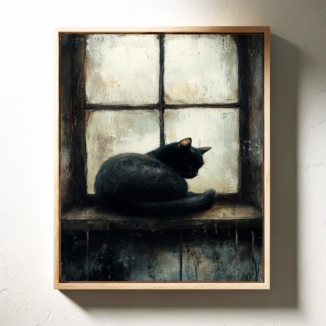 Black Cat By The Window, Moody Vintage Decor - Image 4