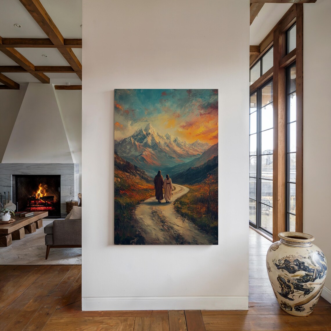 Jesus Walking With Disciple In Mountains Art Print - Image 5