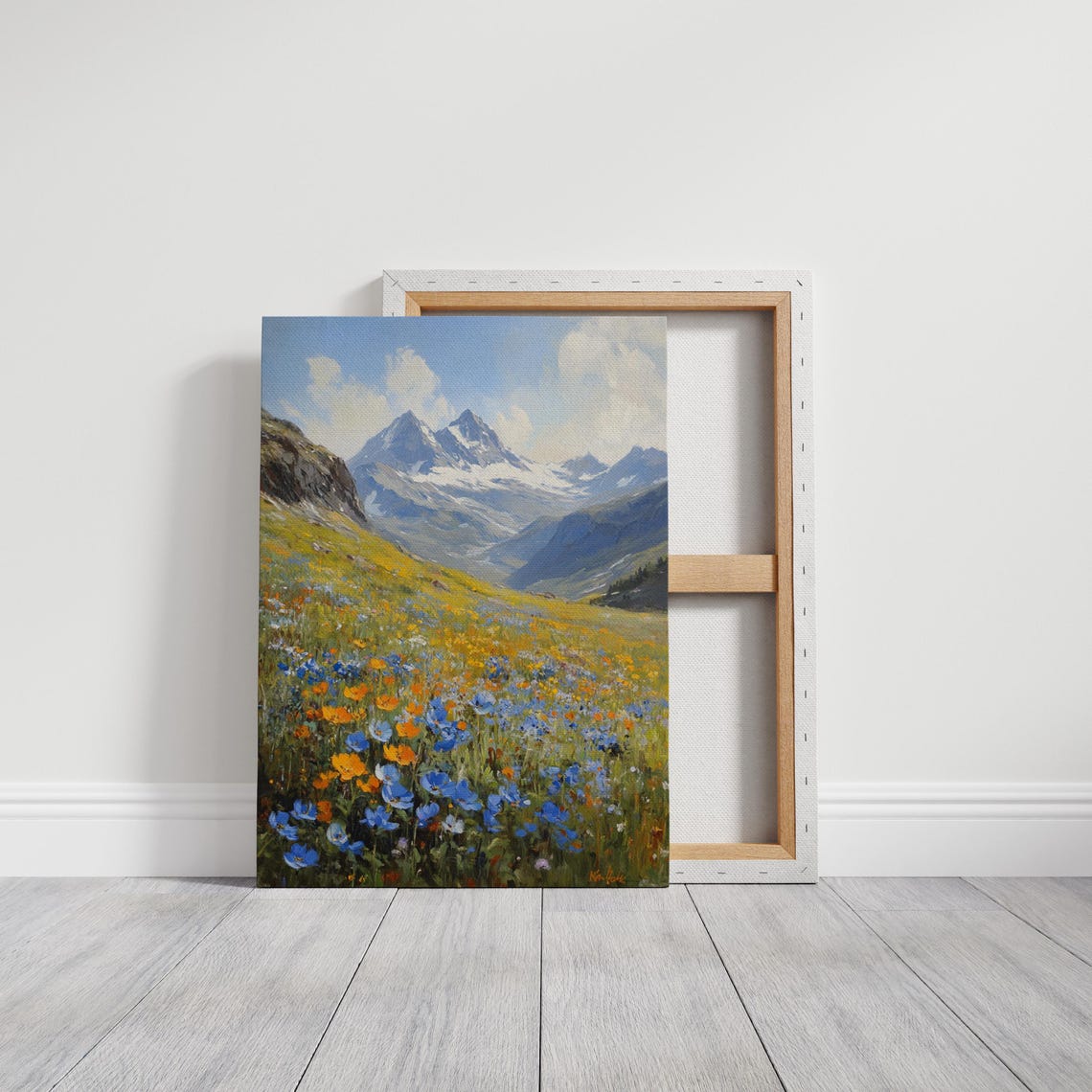 Alpine Meadow Wildflowers With Snowy Mountain Peaks Landscape Poster - Image 3