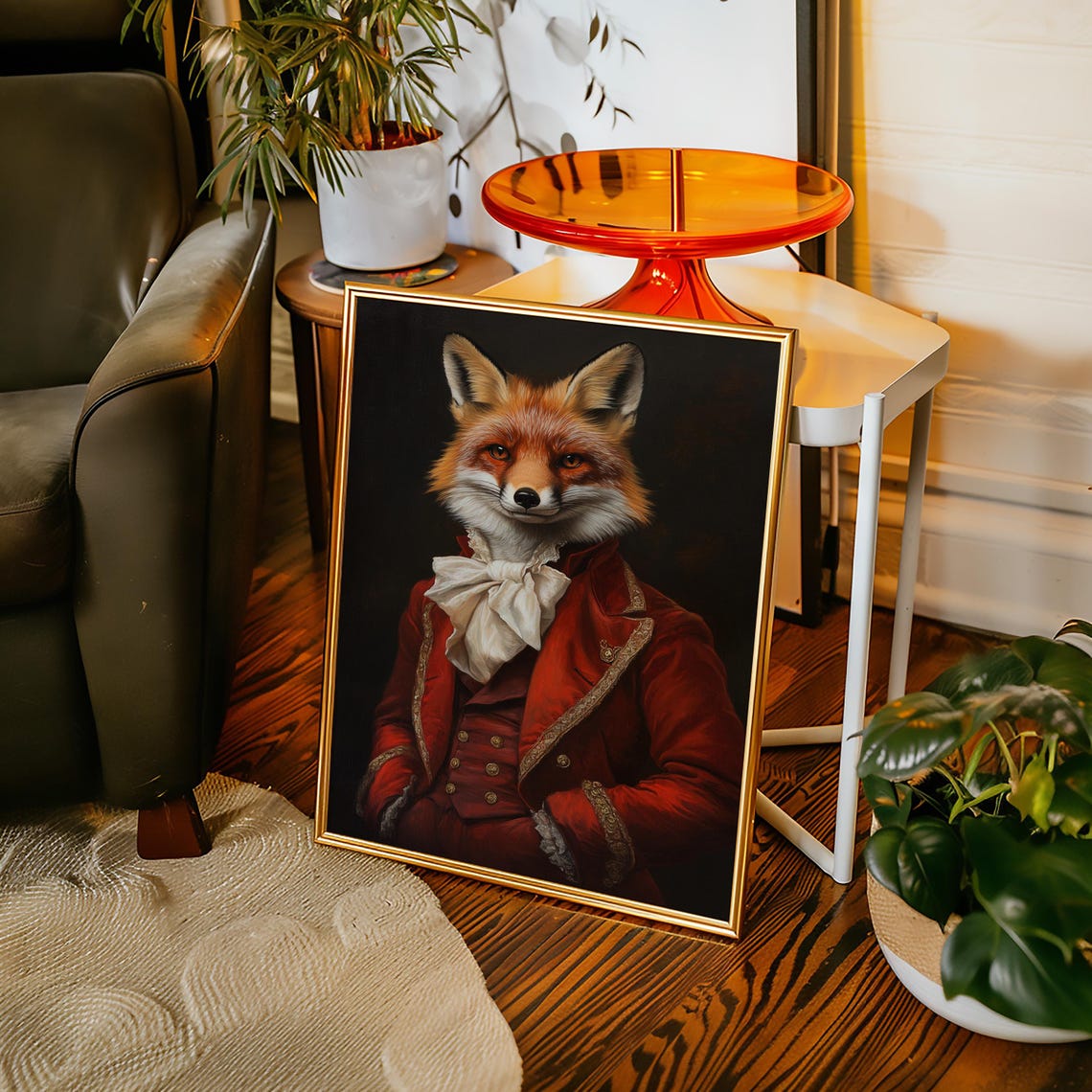 Baroque Fox Portrait In Red Coat Dapper Gentleman Animal Poster