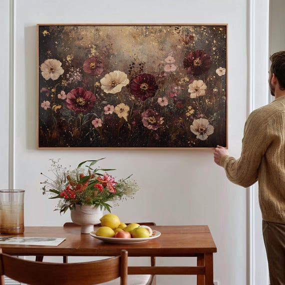 Abstract Floral Art Print, Rustic Floral Decor