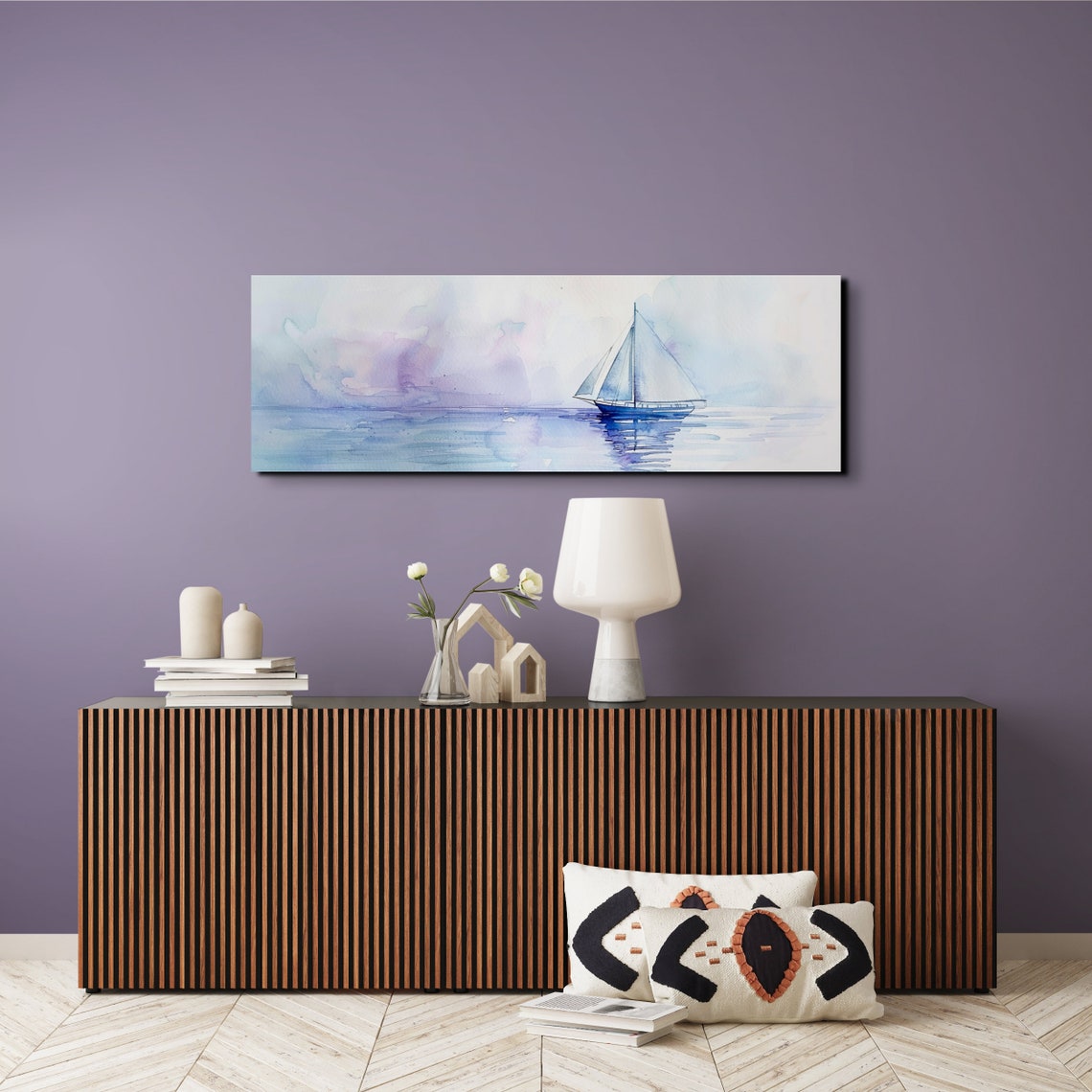 Panoramic Watercolor Sailboat Art Print - Image 7