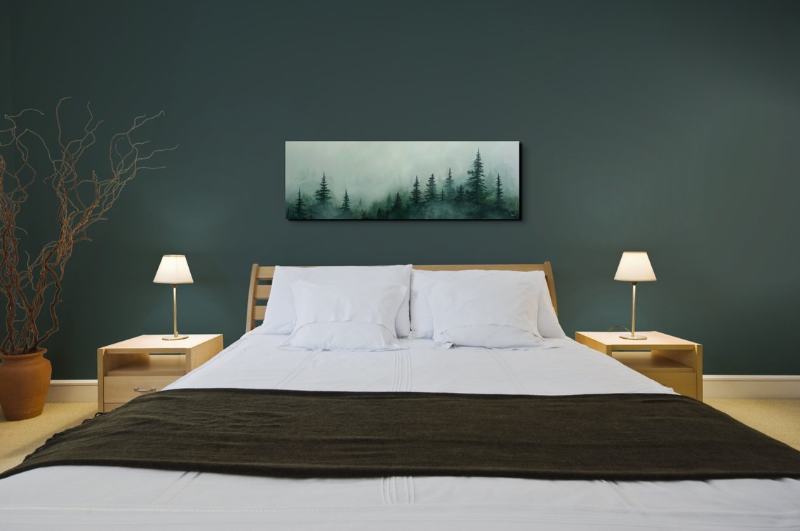Foggy Pine Treeline Fading Into Soft Morning Mist Panoramic Poster - Image 5