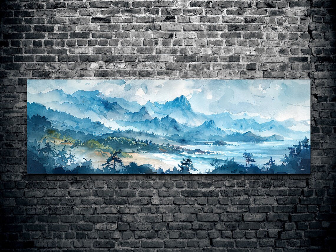 Panoramic Coast Range Mid Century Modern Mountain Wall Art - Image 2