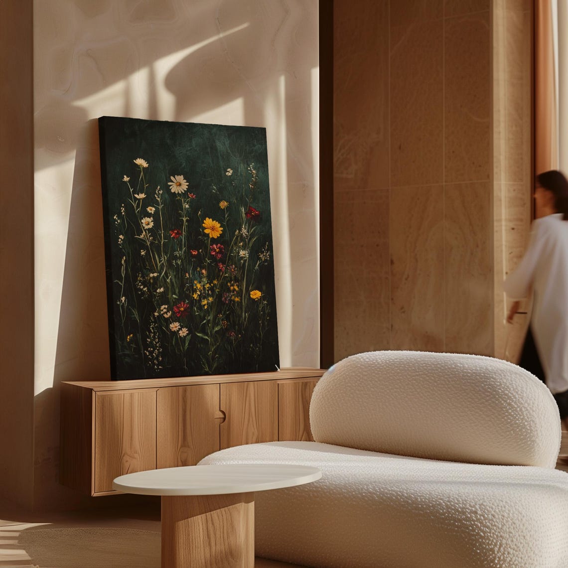 Dark Moody Wildflower Meadow Vertical Bloom Oil Painting Poster - Image 6