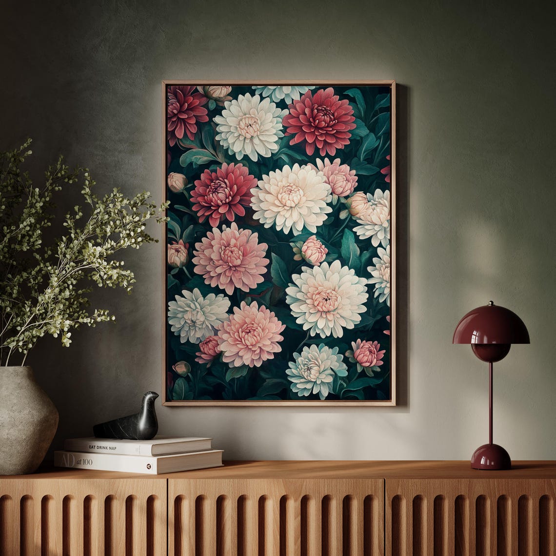 Dramatic Chrysanthemum Floral Pattern Vintage Botanical Poster - Image 7