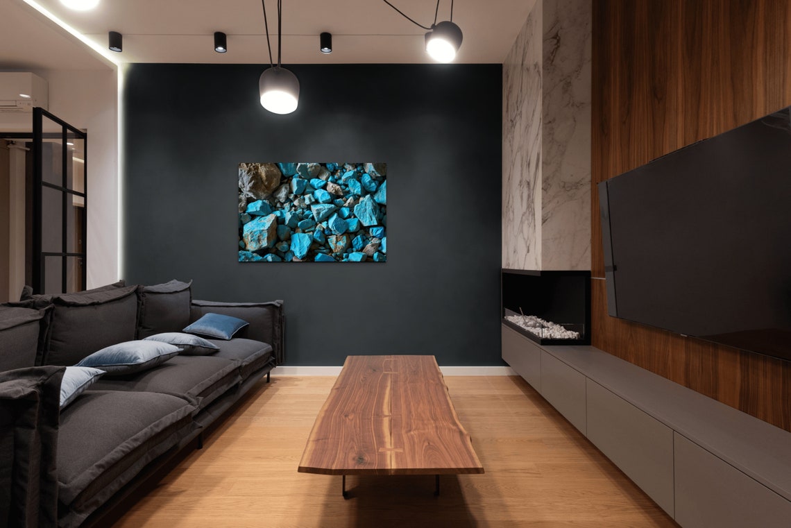 Blue Stone Rocks Tranquil Earthy Minimalist Nature Photo Wall Art - Image 5