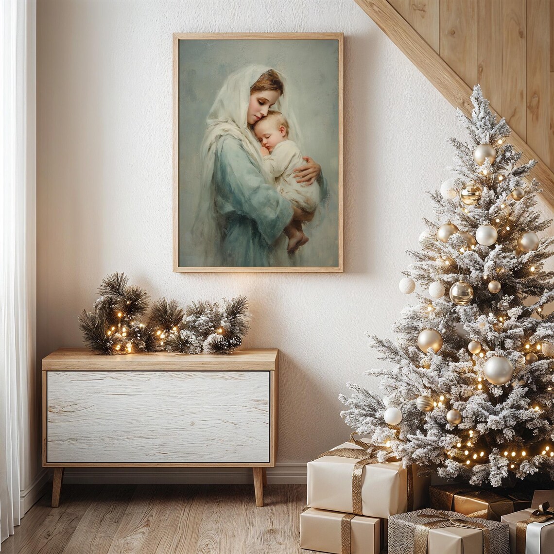 Madonna And Child In Gentle Embrace Art Print