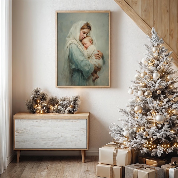 Madonna And Child In Gentle Embrace Art Print