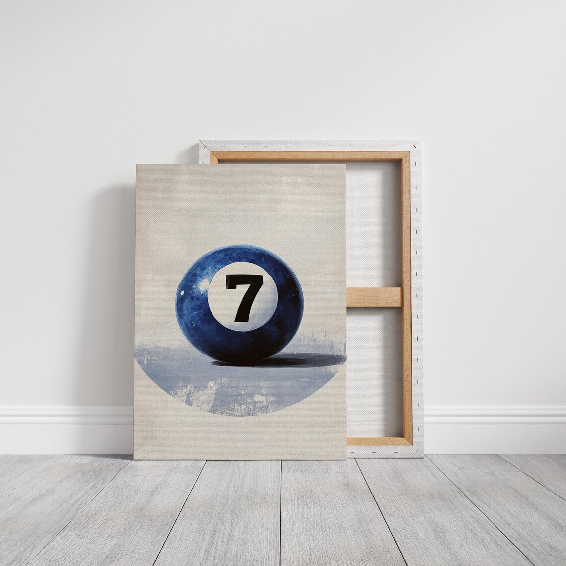 Blue Number Seven Pool Ball Minimalist Vintage Sports Game Room Poster - Image 7