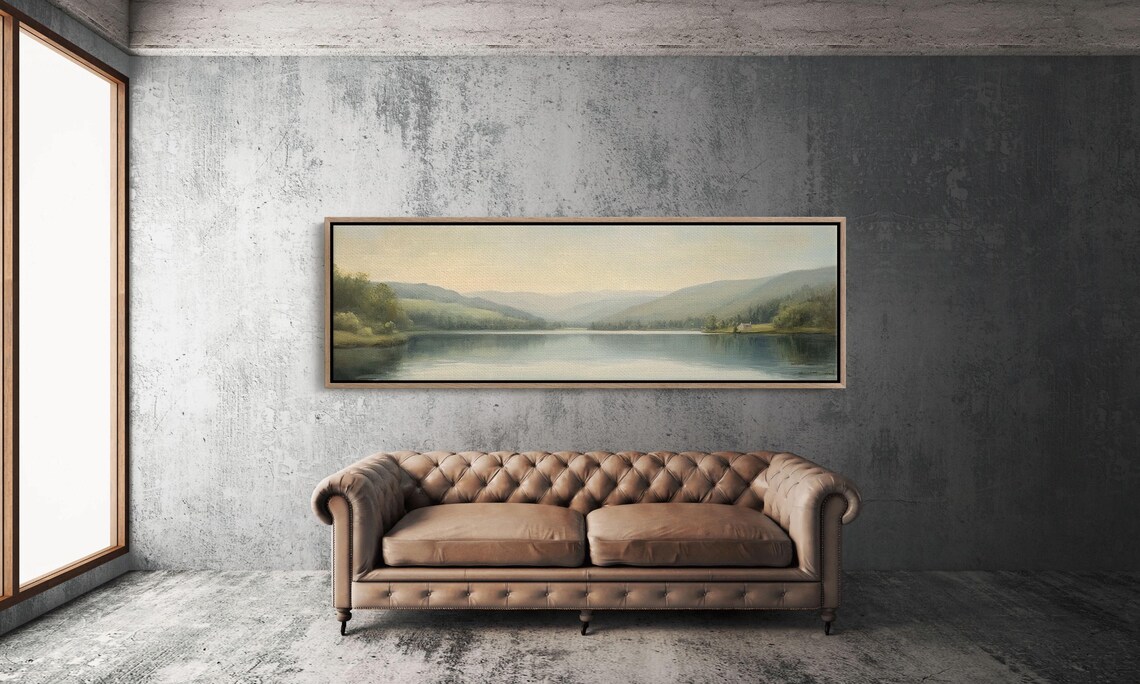 Misty Mountain Lake Serene Panoramic Vintage Landscape Art Poster - Image 5