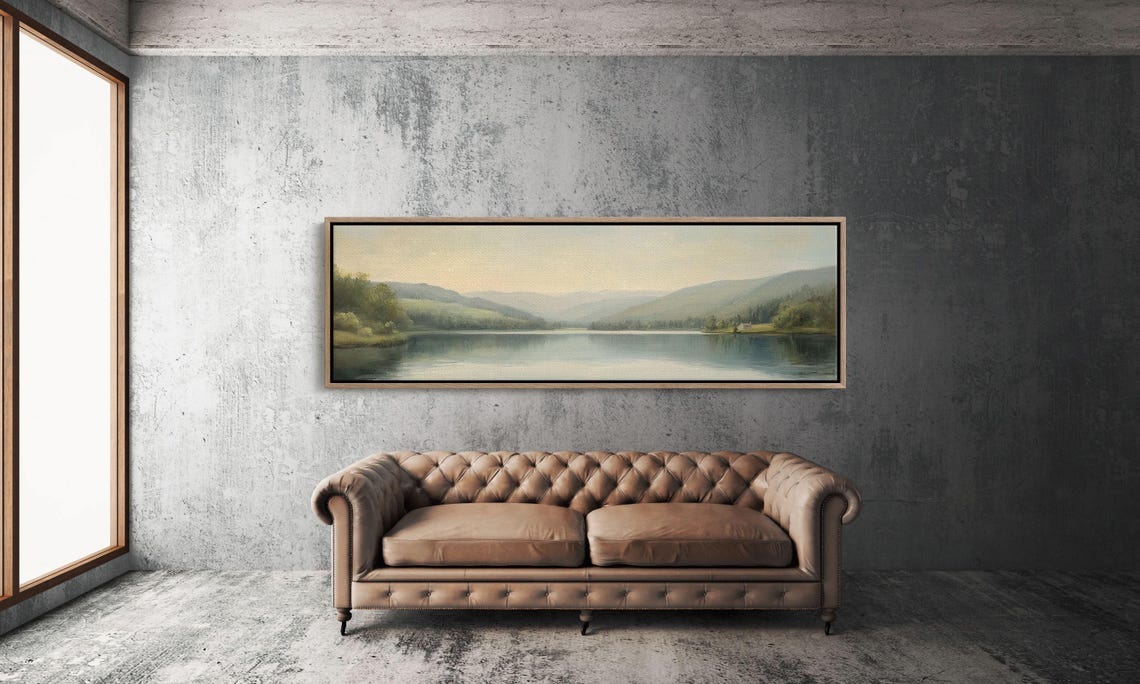 Tranquil Lake Art Vintage Landscape Oil Painting Serene Mountain View Wall Decor Peaceful Nature Scene Poster - Image 5