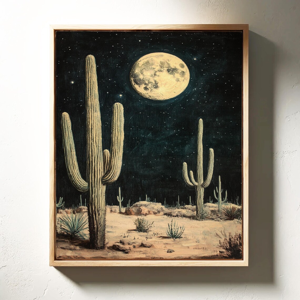 Desert Moonlight Cactus Landscape, Wall Art Print - Image 7