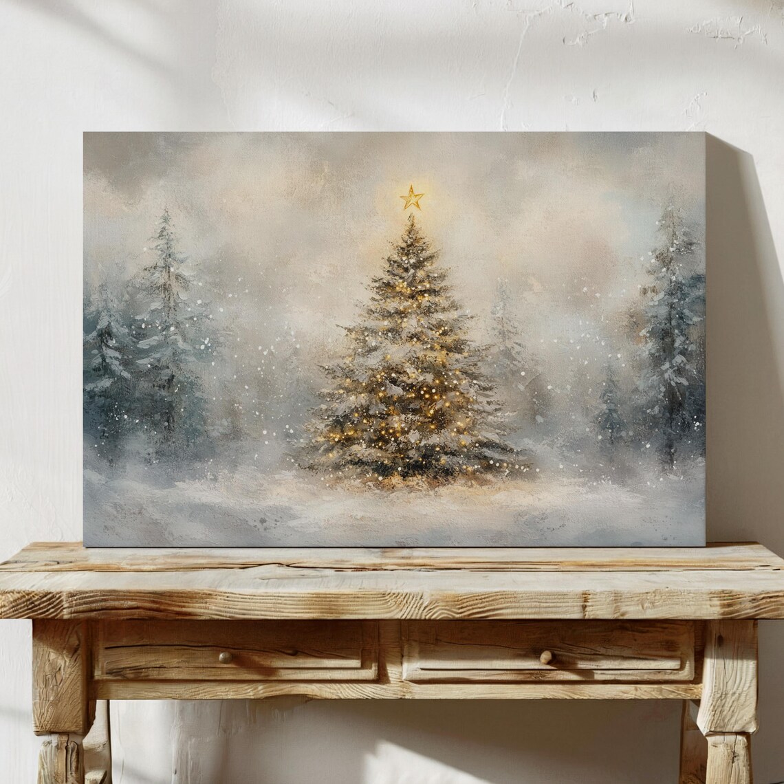 Snowy Christmas Tree Winter Forest Scene, Festive Decor - Image 7