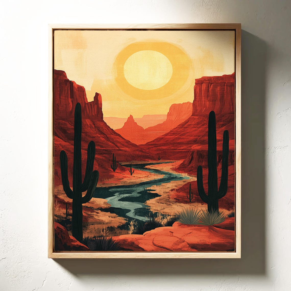Bright Desert Canyon Under Full Sun With River Landscape Poster - Image 5