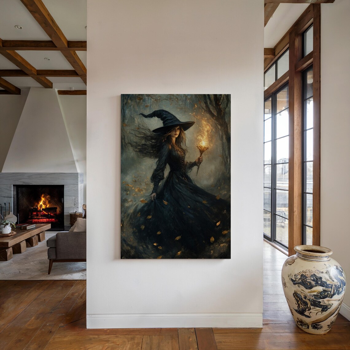 Enchanting Witch Mysterious Dark Forest Scene Art Print - Image 4
