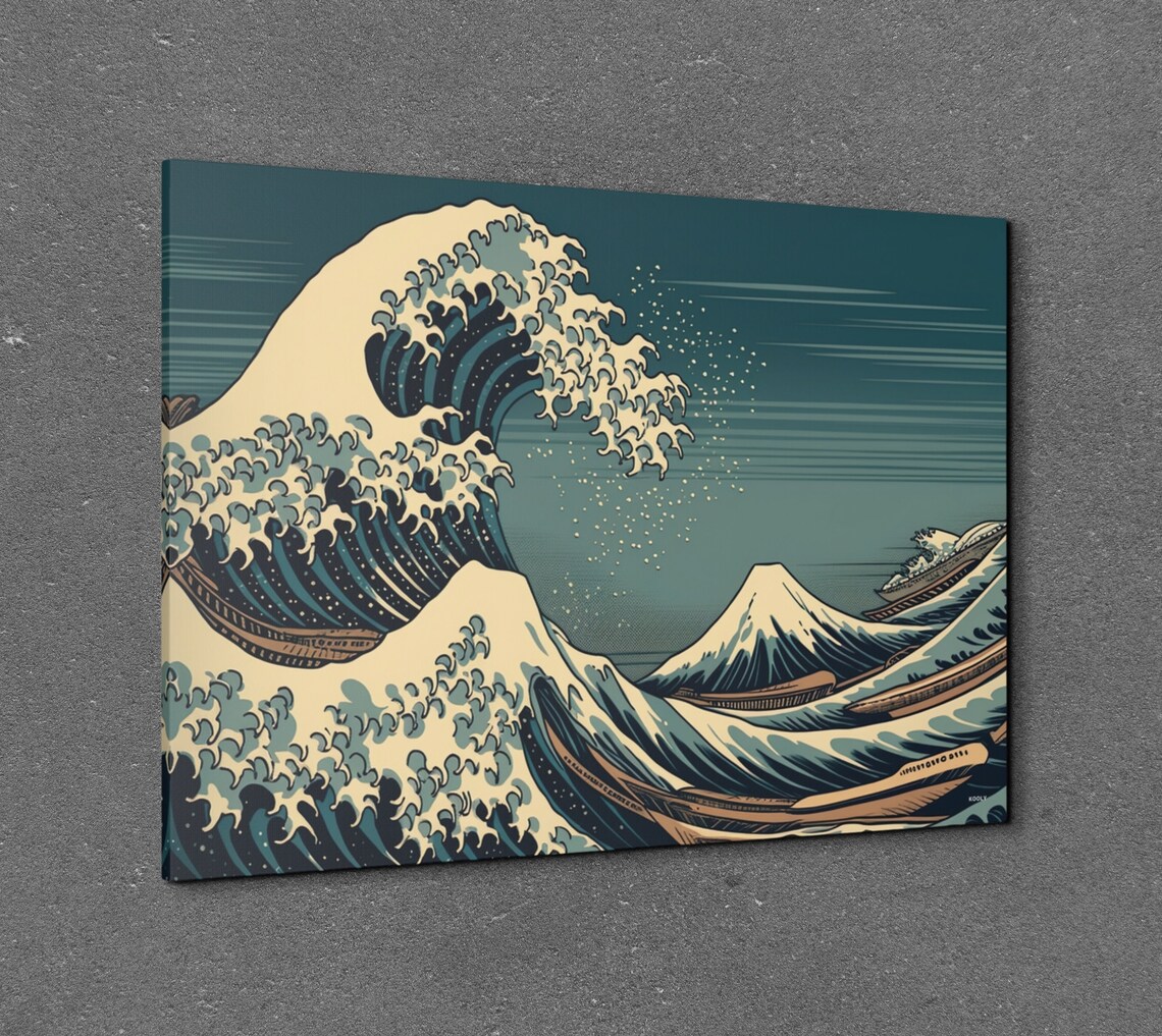 Hokusai Great Wave With Mount Fuji In Teal Japanese Art Poster - Image 2
