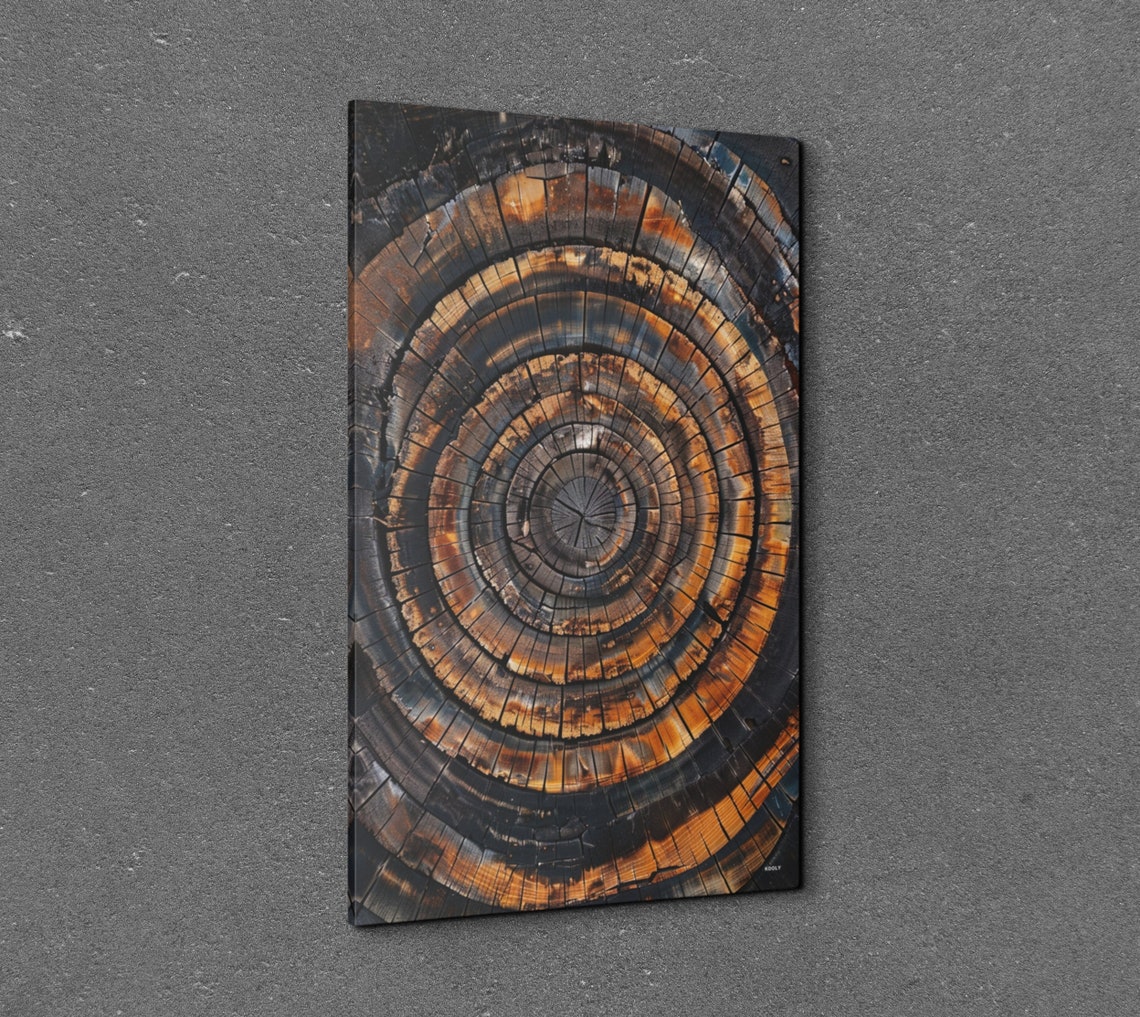 Tree Ring Wood Slice Amber Tones Rustic Cabin Decor Art Poster - Image 3