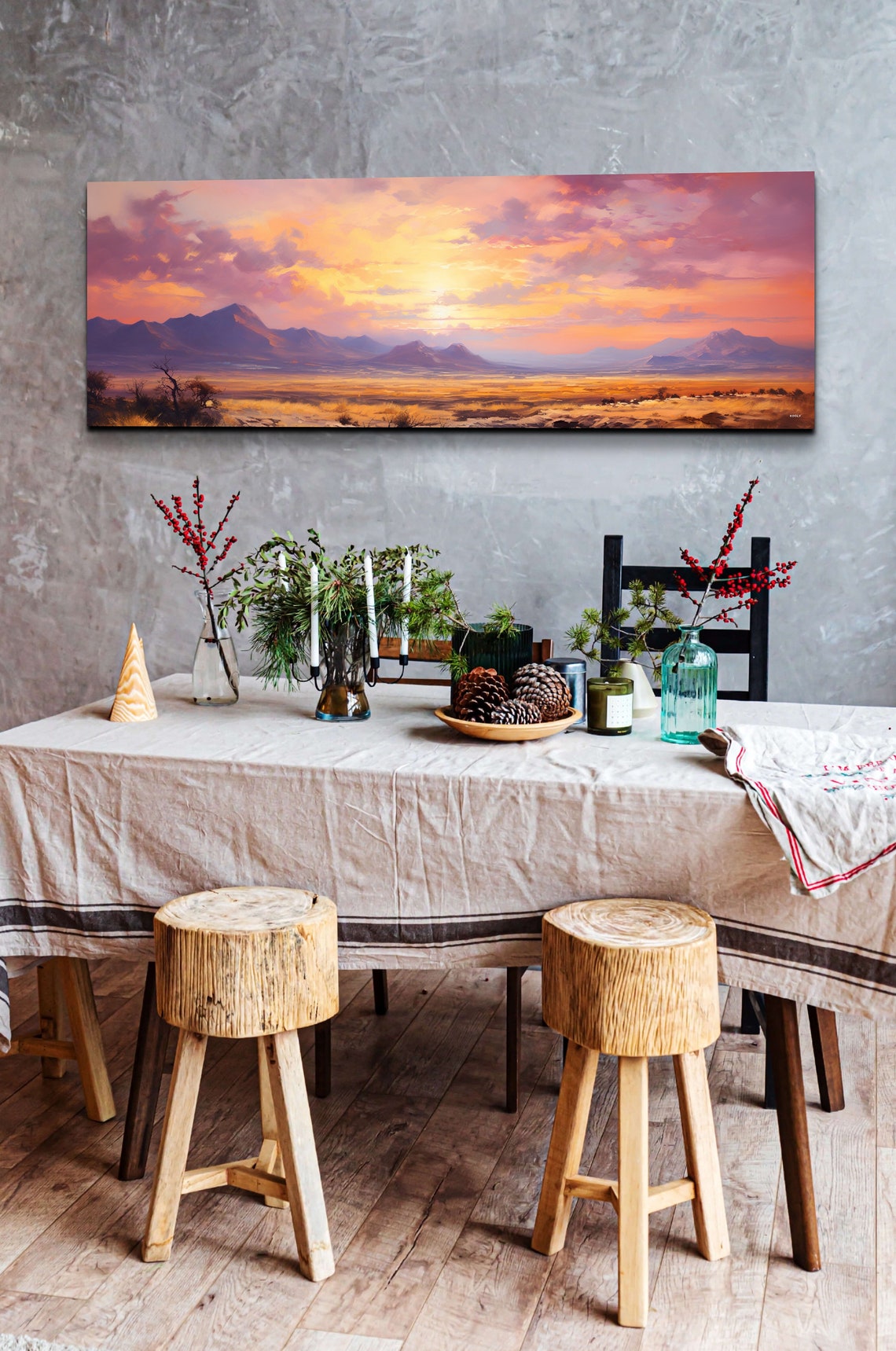 Panoramic Desert Sunset Over Purple Mountains Valley View Poster - Image 5