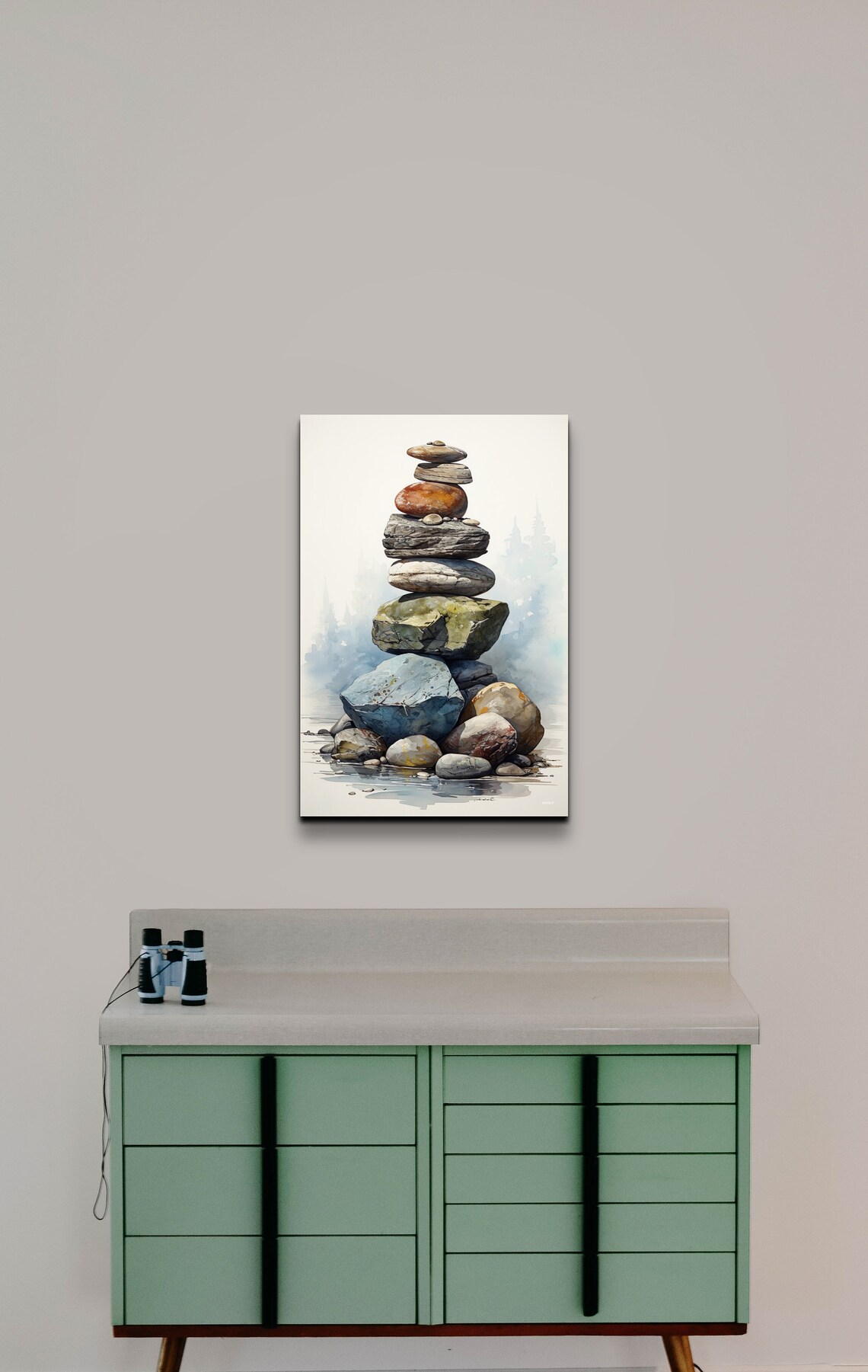 Zen Rock Stacking Spa Artwork, Meditating Art Print - Image 5