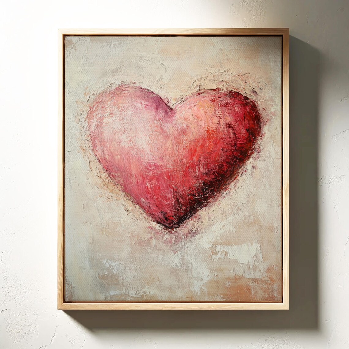 Romantic Red Heart Textured Abstract Love Painting Valentine Poster - Image 4