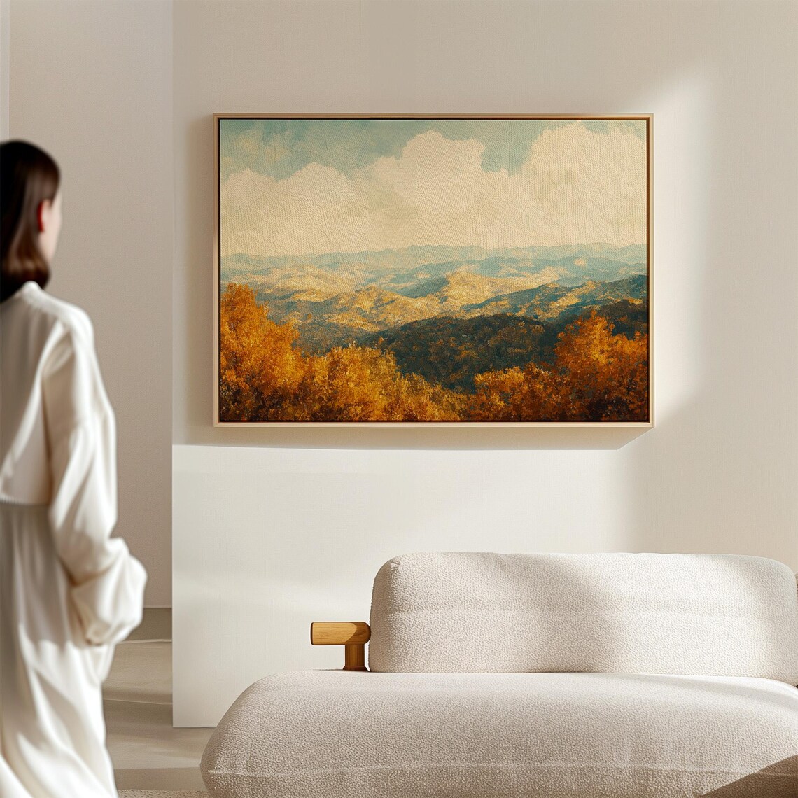 Golden Autumn Mountain Range, Rustic Landscape Art Print - Image 7