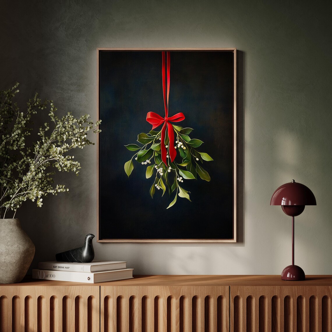 Classic Mistletoe Art, Festive Holiday Wall Decor