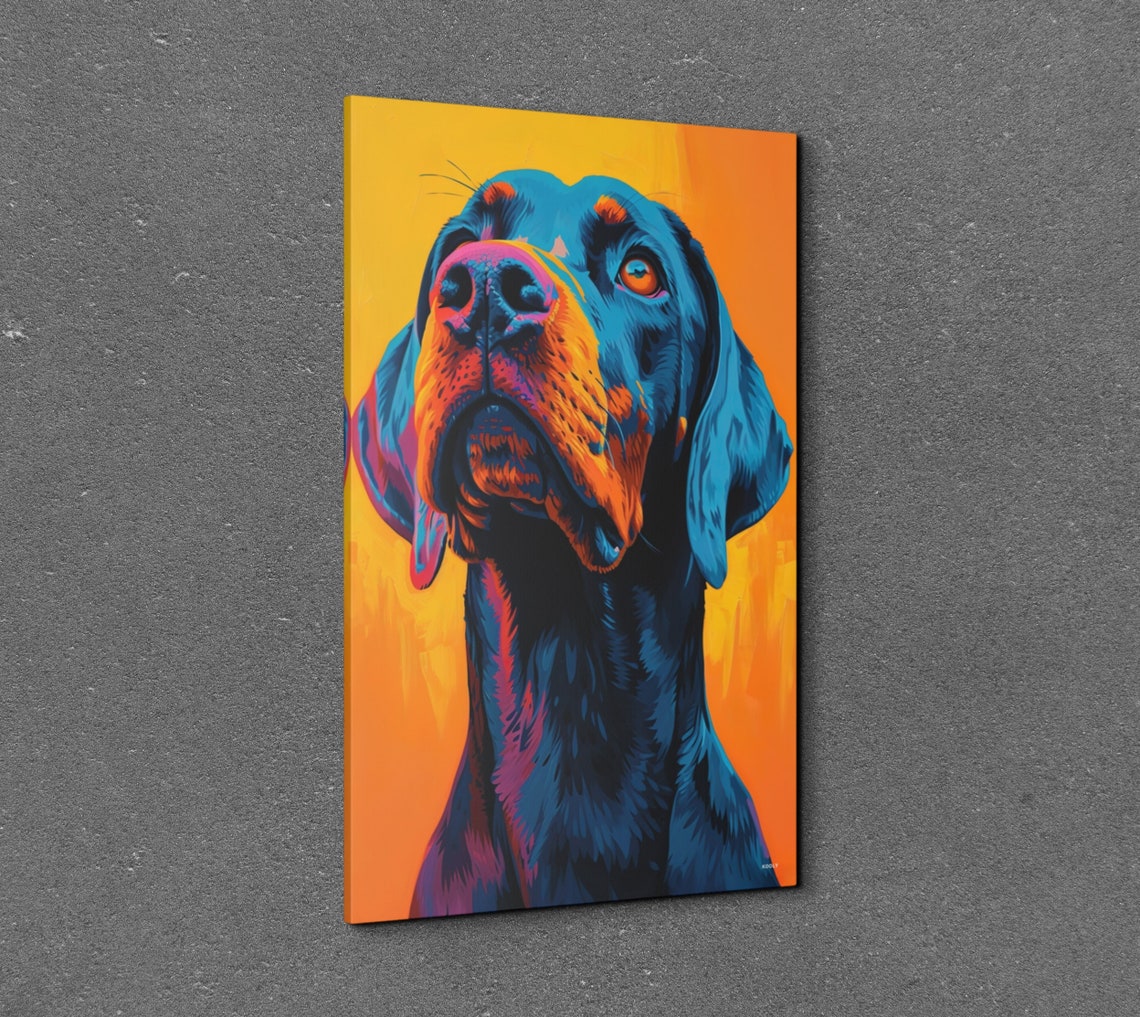 Doberman Pinscher Portrait in Bold Blue and Orange Pop Art Poster - Image 3