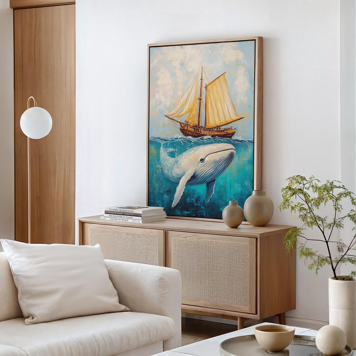Majestic Whale And Sailboat Ocean Adventure Nautical Art - Image 5