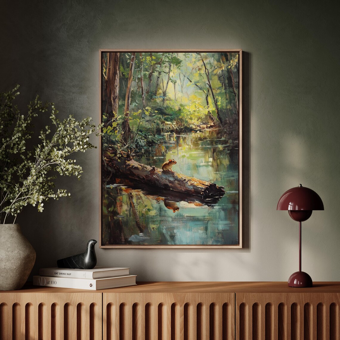 Forest Mouse On Log, Serene Woodland Art Print - Image 6