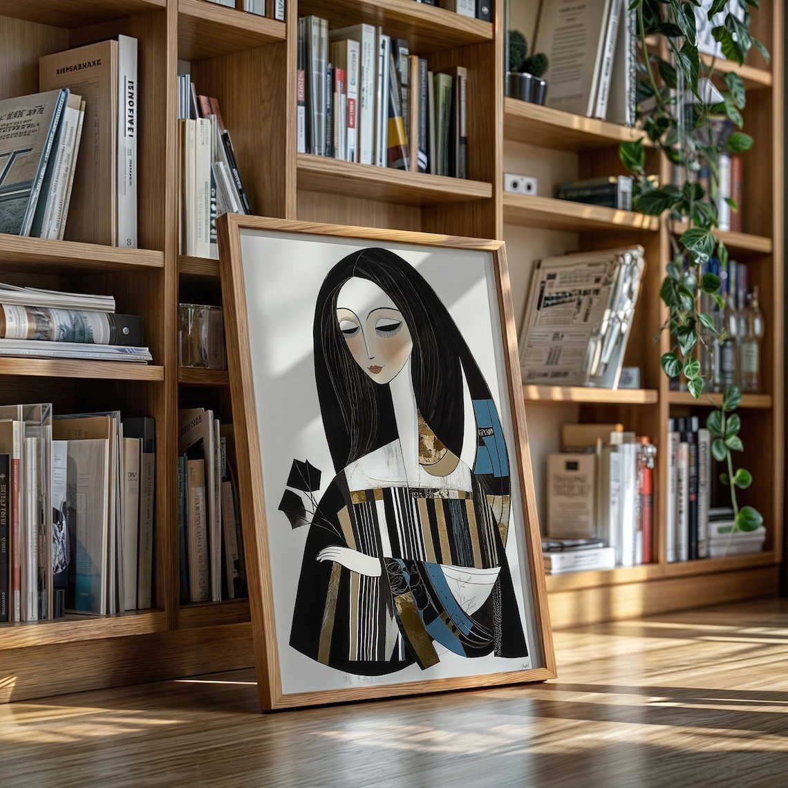 Elegant Woman Portrait Modern Abstract Figurative Wall Art