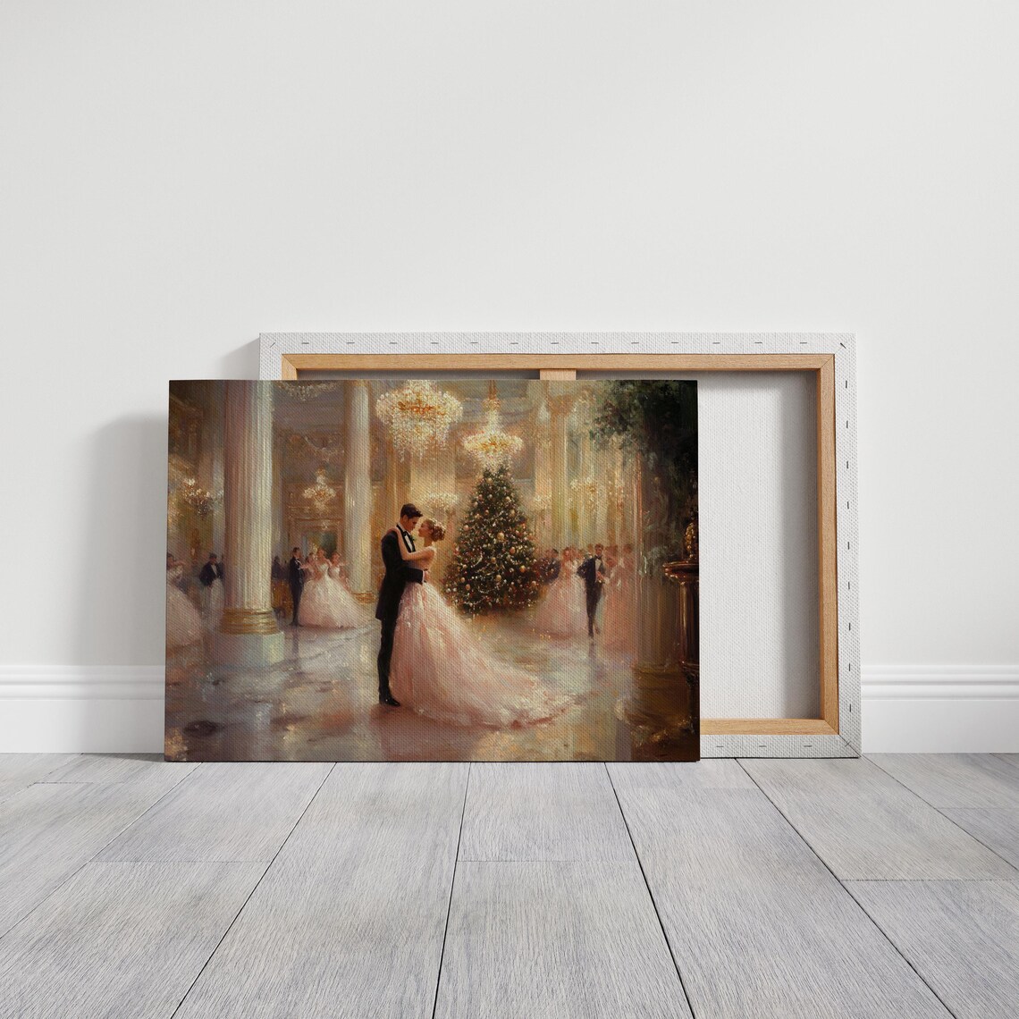 Vintage Christmas Ballroom Dance Romantic Holiday Grand Ball Print - Image 2