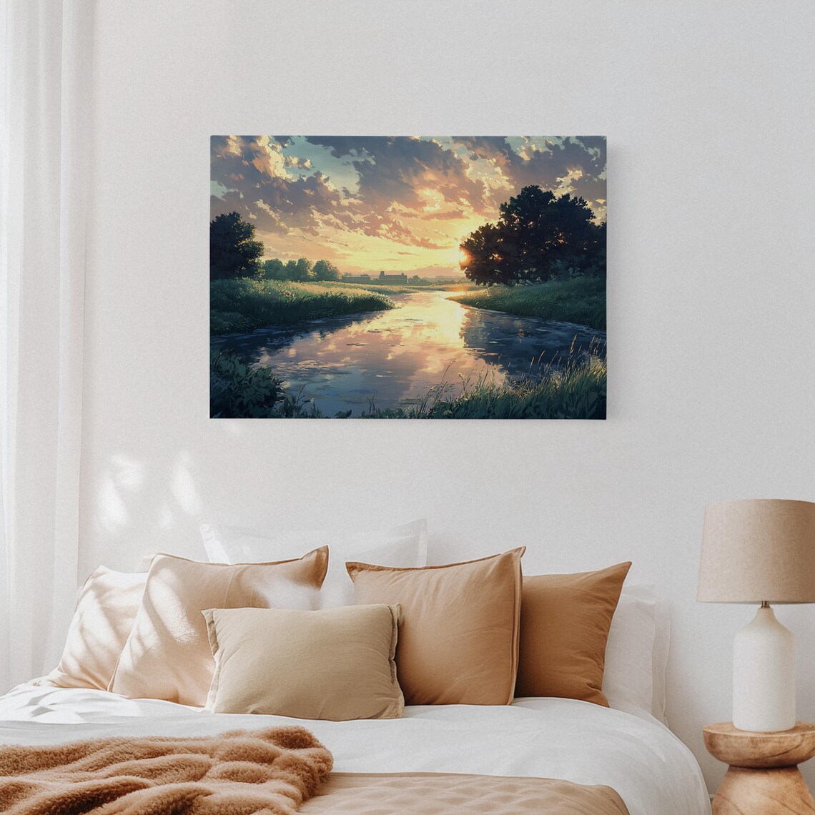 Golden Sunset Over River Landscape, Scenic Poster - Image 3