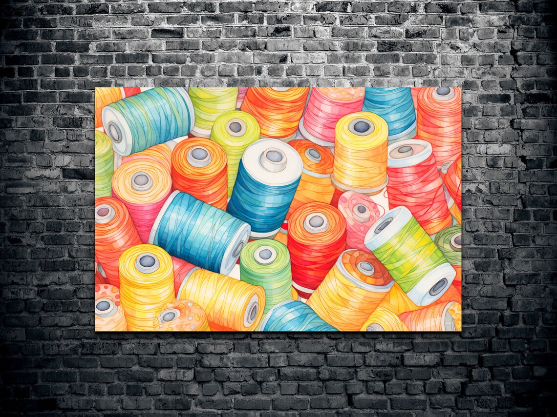 Thread And Sewing Colorful Minimalist Wall Print - Image 2