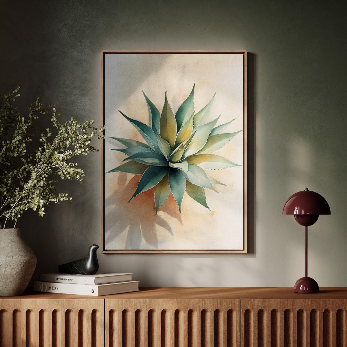 Agave Watercolor Succulent Botanical Earth Tone Statement Poster