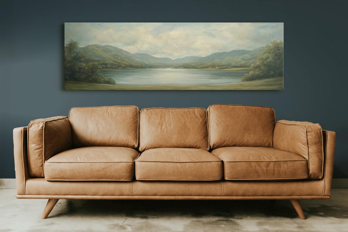 Tranquil Lake Art Vintage Landscape Oil Painting Serene Mountain View Wall Decor Classic Nature Scene Poster - Image 5