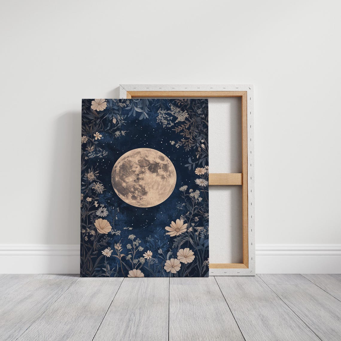 Full Moon Night Sky Wildflower Botanical Celestial Wall Poster - Image 4
