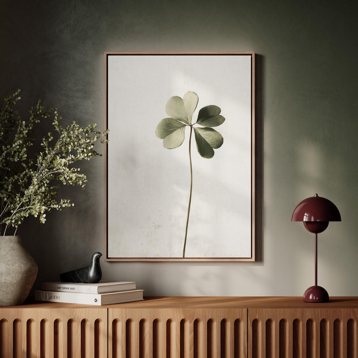 Neutral Green Clover Stem Minimalist Botanical Decor Wall Art - Image 7