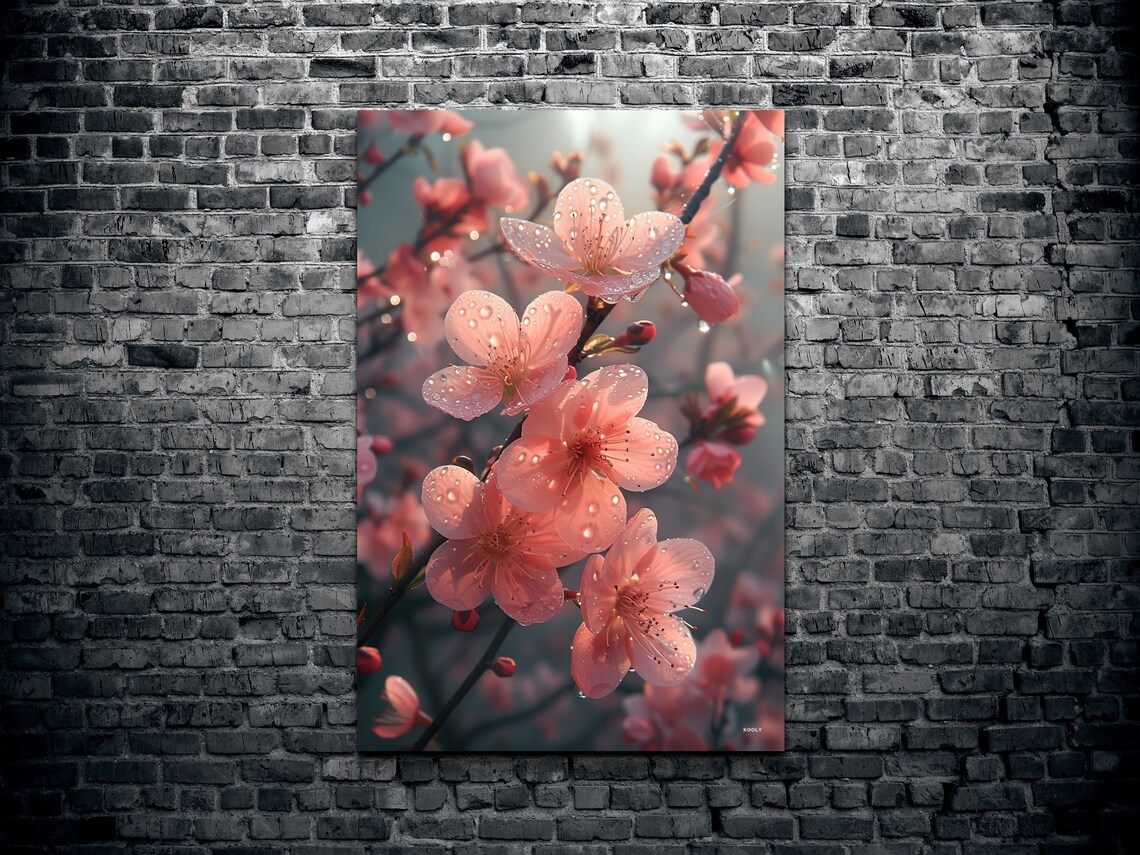 Blossoming Cherry Tree Art Print, Fresh Rain Drops - Image 2