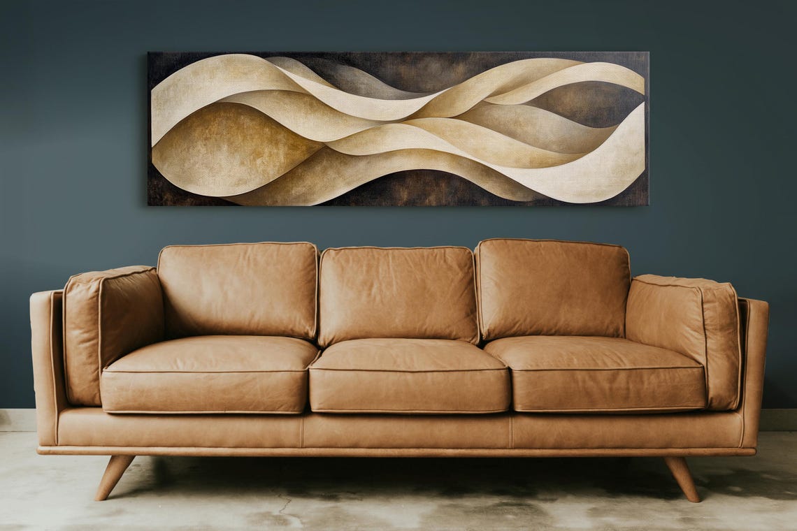 Luxury Abstract Gold Waves 3D Flowing Ribbons On Black Modern Poster - Image 4