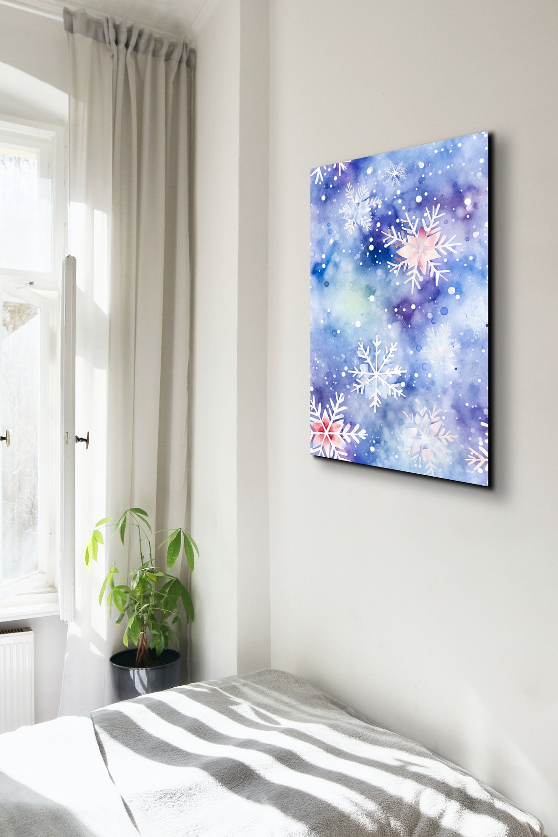 Watercolor Snowflakes On Blue Winter Wonderland Artwork Poster - Image 4