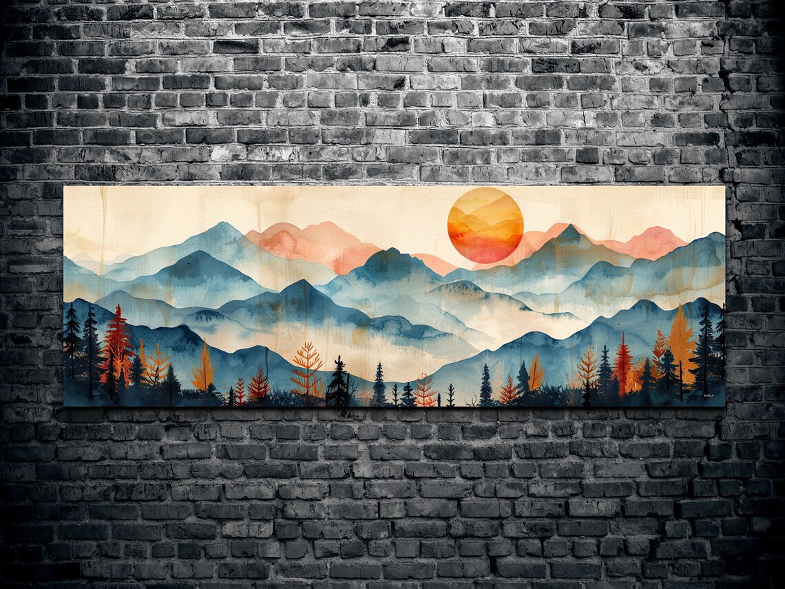 Panoramic Coast Range Mid-Century Mountain Art Print - Image 2