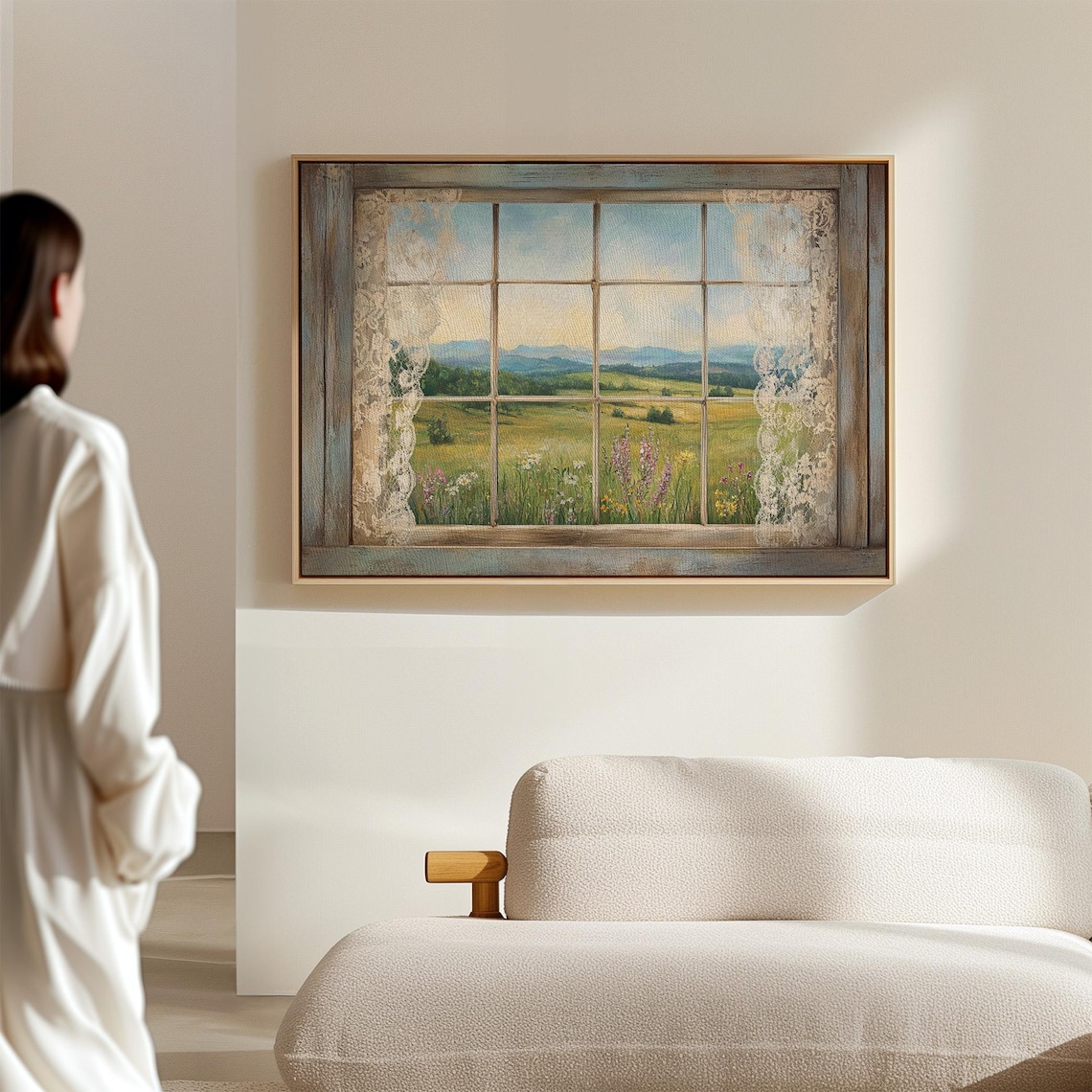 Rustic Window View Art Print, Countryside Landscape - Image 2