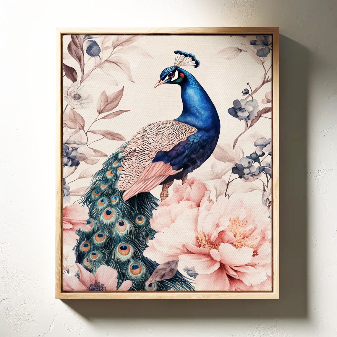 Graceful Peacock Pink Blossoms Elegant Floral Nature Wall Art