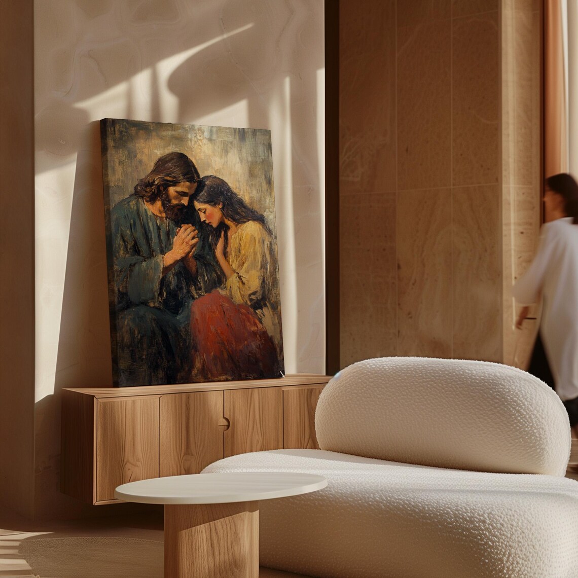 Jesus Praying With Woman Faith Devotion Christian Art Poster - Image 7
